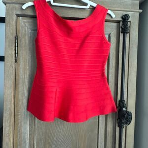 Herve Leger Scoop Neck Sleeveless top red size small